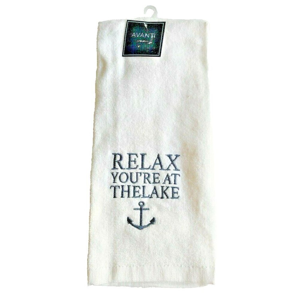 Avanti Relax You're at the Lake Kitchen Dish Towels Set of 2 Embroidered Anchor